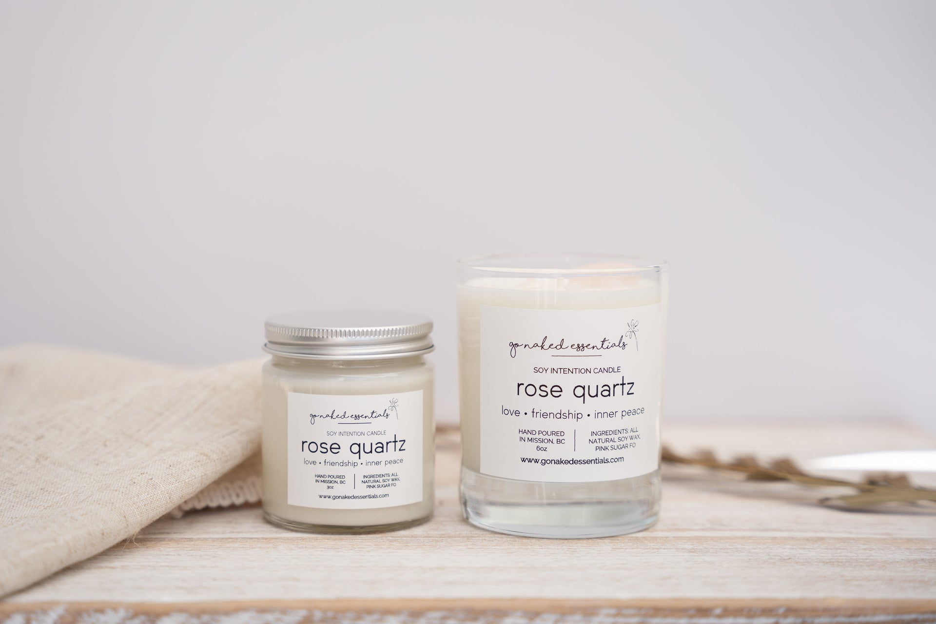 Mini Rose Quartz Soy Intention Candle – Go Naked Essentials